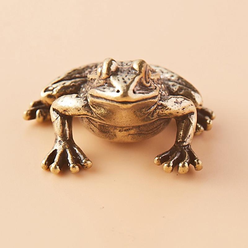 Solid Brass Retro Frog Tea Pet - Creative Home and Desktop Ornament