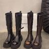 [Фанфна] Ботинки на толстой подошве с увеличением высоты женские 2025 новые осенние до колена тонкие рыцарские ботинки высокие ботинки