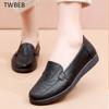 New Women Leather Flats 2024 Autumn Elderly Women's Loafers Casual Leather Shoes Mom Sneakers