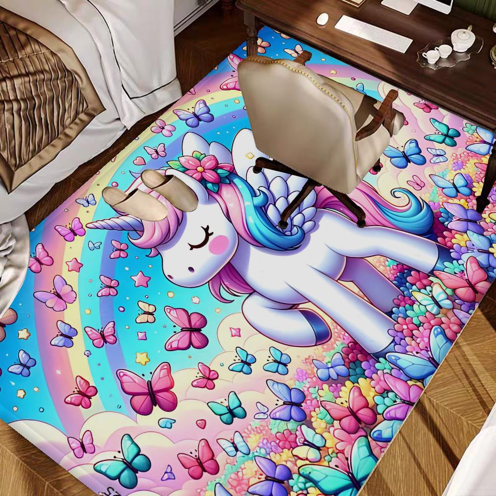 Cartoon Unicorn Animal Bathroom Mat Kids Room Bedroom Decoration Balcony Anti-Slip Doormat Living Room Bedside Area Rugs
