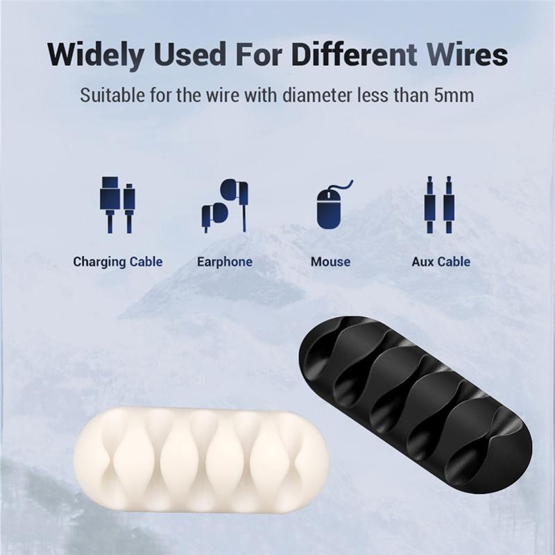 3pcs USB Cable Silicone Organizer Wire Winder Earphone Holder Cord Clip Phone Cables Tie Fixer Wire Management For Office Home