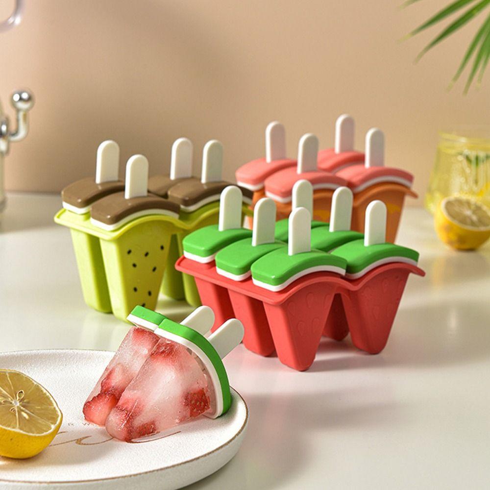 Kitchen Juice Milk DIY Ice Cream Mold With Cover Watermelon Shape Ice Popsicle Mould