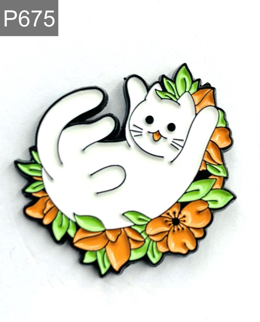 Новая эмалированная булавка, милый кот с цветами, металлическая булавка, подарок на день рождения, 1 шт.
