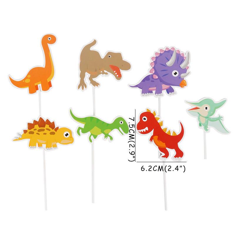 Themed Cake Dinosaur Accessory Paper Flag Plugin Set Birthday Party Decoration