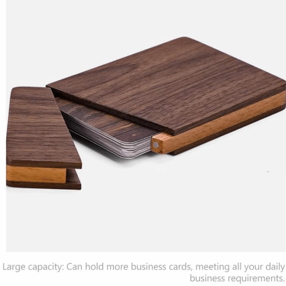 Solid Wood Business Card Storage Box Large Capacity Business Card Organizer  Desk Accessories