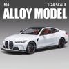 Scale 1:24 M3 M4 Toy Car Model Alloy Diecast Rubber Tires Doors Opened Miniature Light Sound Vehicles Models Kids Holiday Gifts