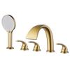 Rose Gold Bathtub Faucet Set Widespread Tub Sink Mixer Tap Brass Brushed Gold Bathroom Bath Shower Faucet with Hand shower Head