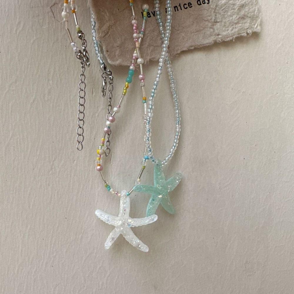 Handmade Beads Necklace Beach Woman Choker Ins Starfish Necklace  Jewelry
