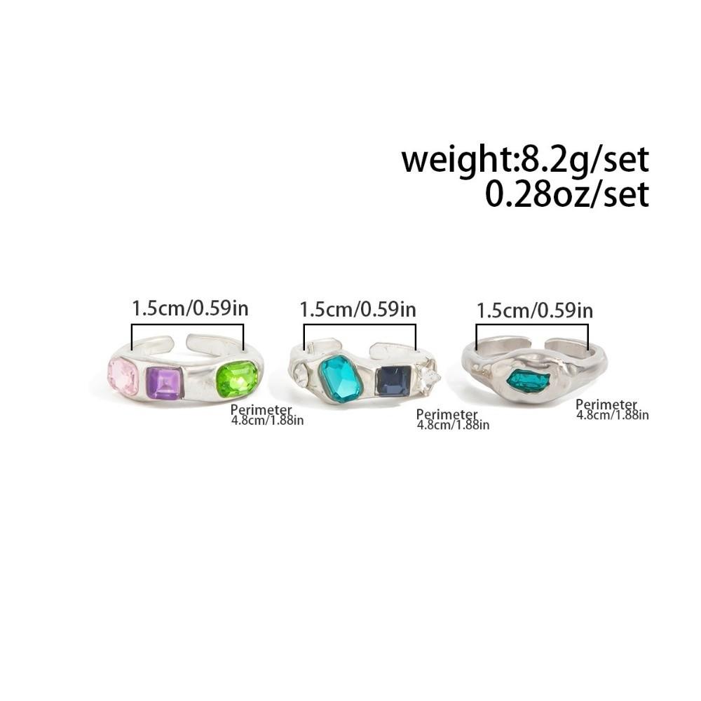 3Pcs/set Stone Inlay Toe Ring Color Gem Rhinestone Jewelry Easy Fit Open Toe Band  Street Shoot