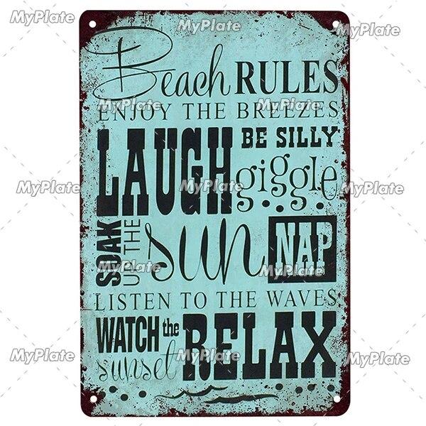 [MyPlate] Beach Metal Sign Vintage Plaque Tin Sign Plate Wall Decor For Bar Club Man Cave Art Painting Poster Gift