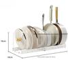 Cookware Storage Rack Pan Pot Storage Organizer Kitchen Accessories Adjustable Dish Bowl Drying Shelf Multi-Functional