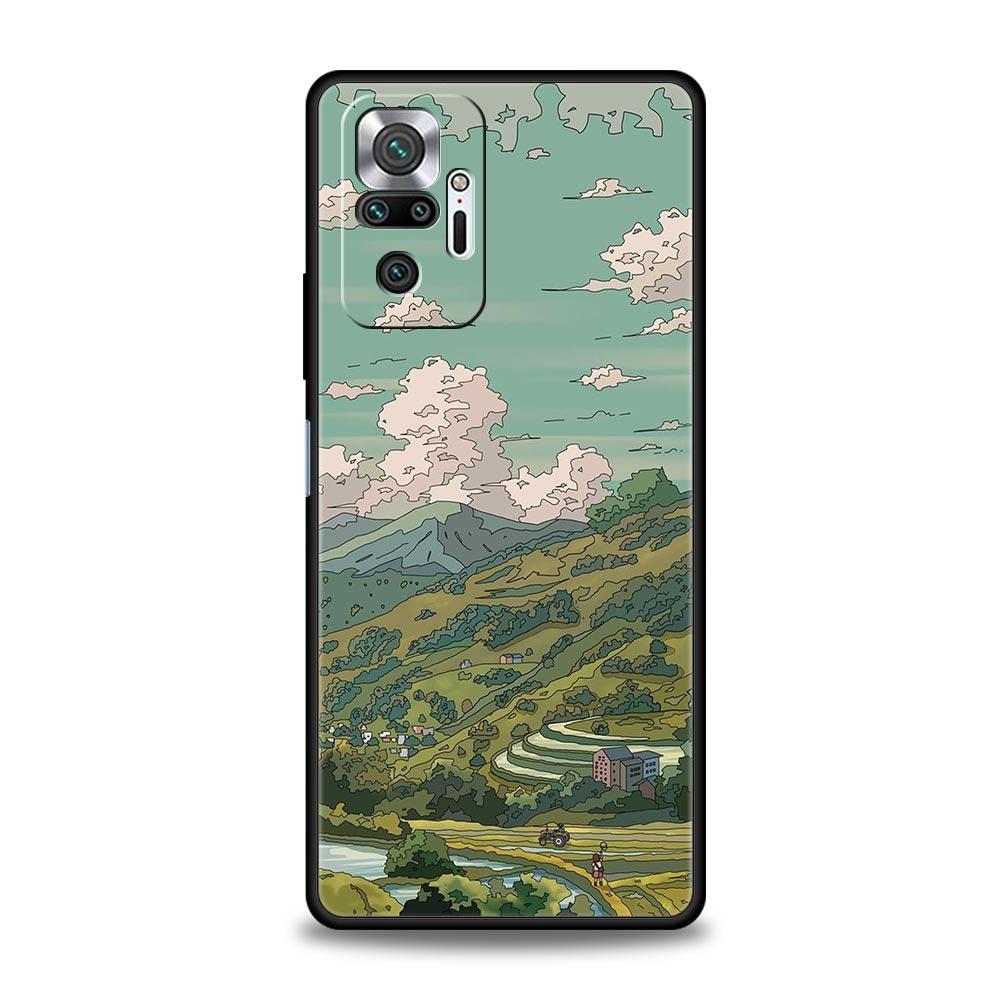 INS Korean Sunset Scenery For Xiaomi Redmi Note 12 5G Phone Case 10C 10 11 9 8 Pro Plus 9S 7 8T 9T 9A 8A 9C K50 K40 Gaming Cover