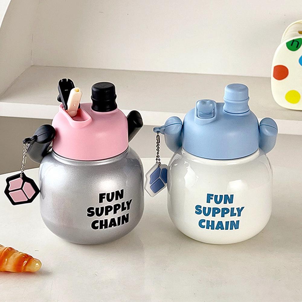 «Большой вместительный портативный термос из нержавеющей стали с трубочкой для чая — стильный и простой дизайн для студентов и девушек»