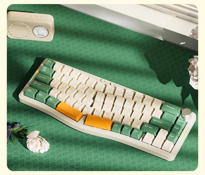 Ajazz AKS068pro Mechanical Keyboard Ergonomic Tri-Mode Gasket Structure VIA Solution Kit Finished Product