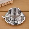 Pcs Coffee Cup Set Stainless Cup with Steel Espresso Saucer And Spoon Double Walled Drinkware