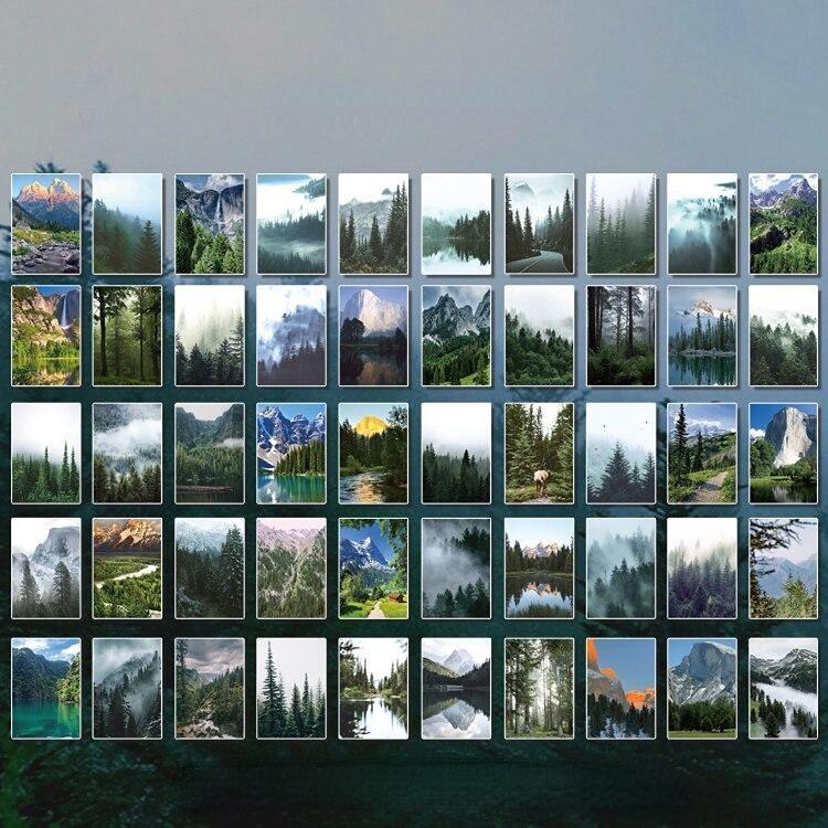 50 листов канцелярские наклейки с природными пейзажами, книжные эстетические пейзажи, милые пули, журналы, чехол для телефона, декоративная наклейка