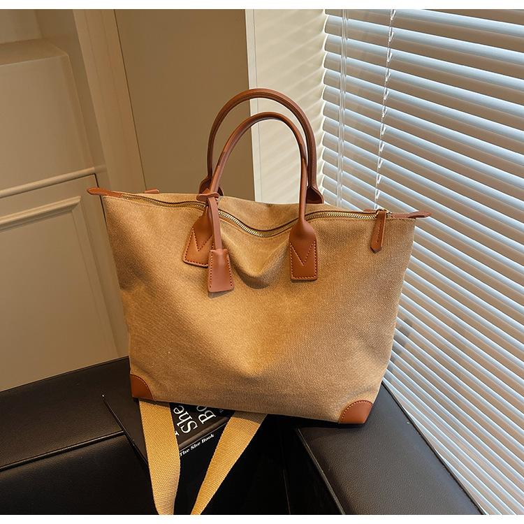 Новая универсальная холщовая женская сумка контрастного цвета большой вместимости портативная сумка-тоут женская нишевая ретро сумка-мессенджер