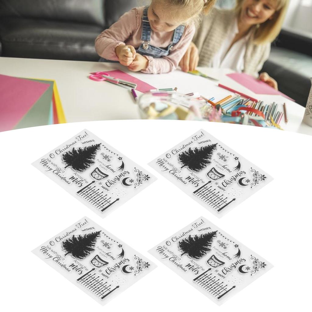 4 шт. Прозрачный штамп Бумажные поделки Подарки ручной работы Рождественский прозрачный штамп для изготовления открыток Украшение