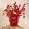 Korean Style New Year Housewarming Ornament: Plush Flower Fortune Bucket for Living Room