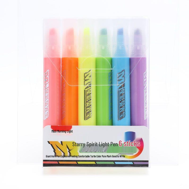 Morning Light Fluorescent Marker Pens, 6/3 Colors, Water-Based Single-Head for Journals and Art (AHMV7602)