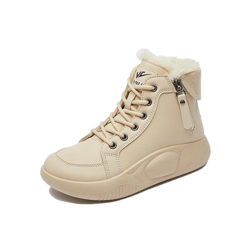 Зимние теплые сноубутсы для женщин, нескользящие кроссовки на массивной платформе с подкладкой из искусственного меха, шнуровка, теннисные туфли для ходьбы, женские удобные короткие ботильоны
