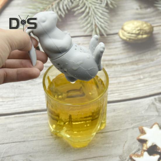 Ситечко для чая в форме кролика, силиконовое ситечко для заваривания чая, многоразовое, листовое, травяное, для специй, декор для чайника