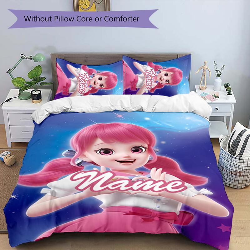 3pcs Catch Teenieping Magic Sweethear5 Cover Set - Personalized Name, HD Printed Bedding with 1 Cover and 2 Pillowcases - Perfect for Home Decor