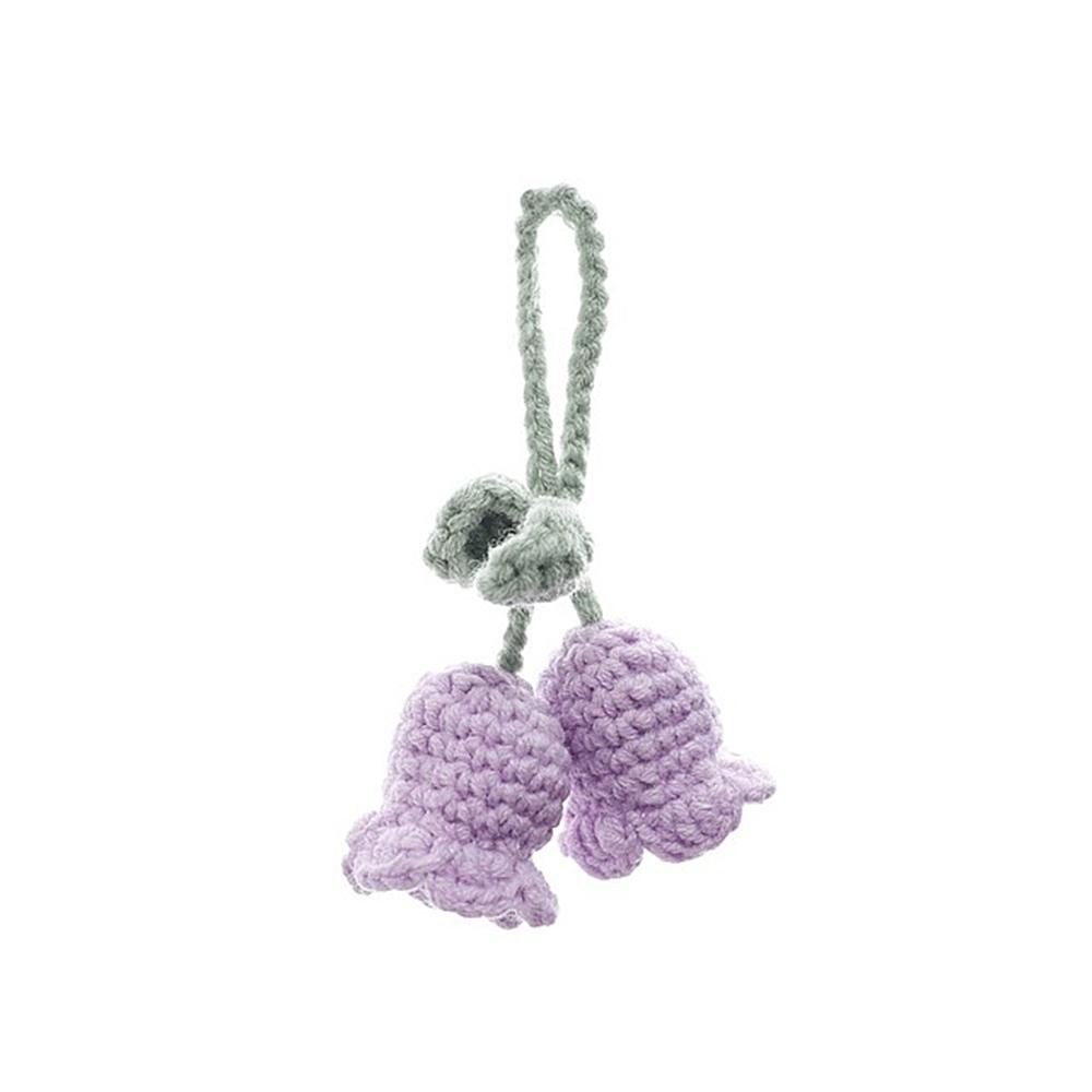 Lovely Handmade Knitted Bell Orchid Keychain for Women Girls Romantic Flower Pendant Handbag Ornament Car Accessories Gifts
