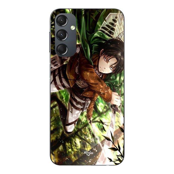 Coque de téléphone - MANIACASE - Samsung Galaxy A14 - Silicone TPU - Noir - Attaque titans levi ackerman