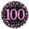 Amscan Prism Pink 100th Birthday Celebration Plates (Pack Of 8)