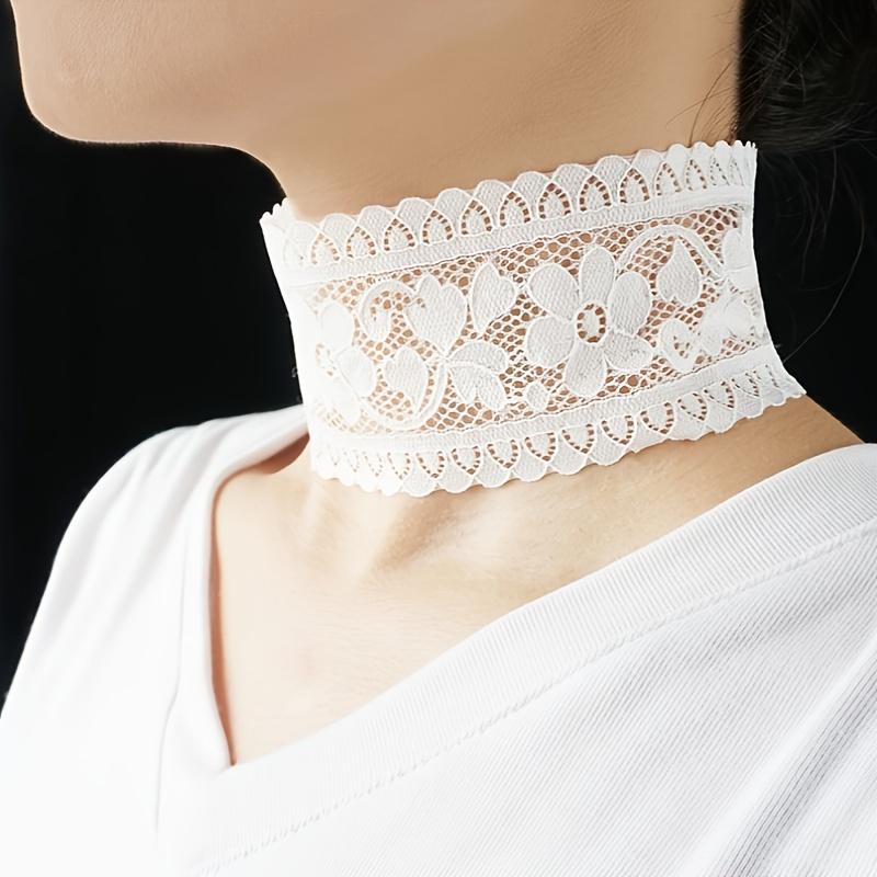 Women's Lace Choker Necklace Breathable Lightweight Elastic Floral Print for Casual Outings Versatile Everyday Accessory