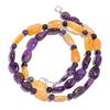 Amethyst Yellow Aventurine Gemstone Mix Shape Smooth Beads Necklace 17" UB-4045 UB-4045