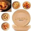 100 PCS Air Fryer Lined Disposable Paper Lined Natural Non-porous Round Baking Paper Non-stick Waterproof Greaseproof Paper