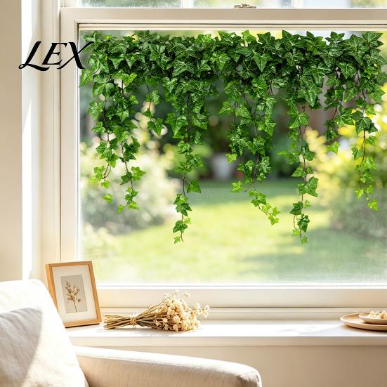 Shop Front Display Sticker Green Vine Static Window Clings, Artificial Ivy Lemon Stickers, Natural Light Shadow Decor No?Glue PVC Transparent Glass