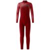 Kids Girls Long Sleeve Shiny Rhinestone Hollow Back Skating Leotard One Piece Gymnastic Jumpsuit