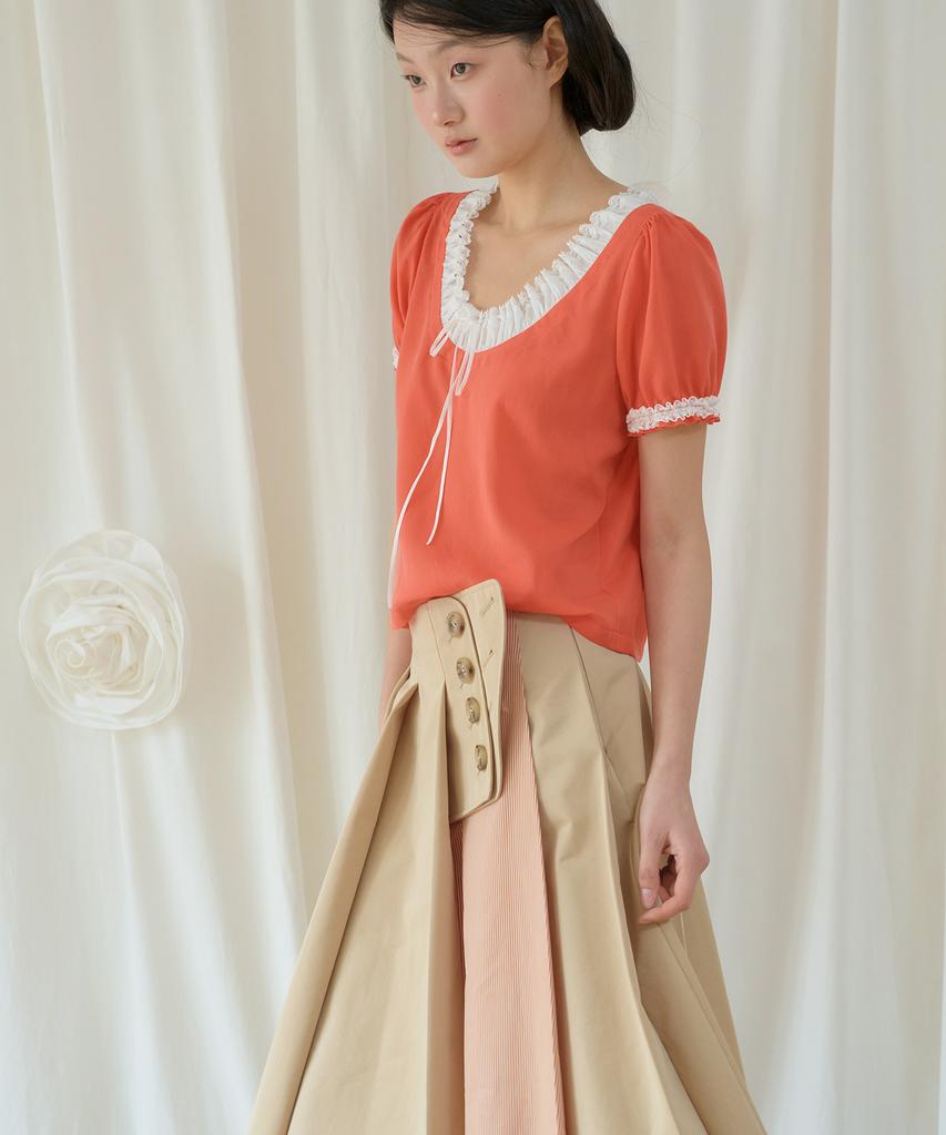 Sennyu Point Stripe Pleats Skirt