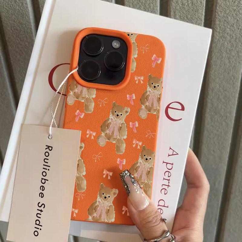 Очаровательный Розовый Бантик Медведь Дизайн ТПУ Чехол для iPhone 17 Pro Max 16 Plus 15 14 13 12 11 XS XR X 16E 17 Air Ударопрочный Мягкий ТПУ Чехол
