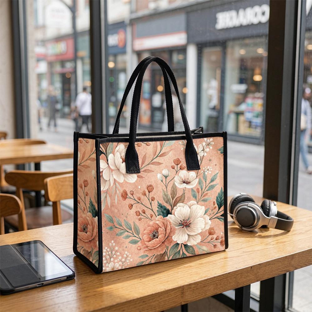 Elegant Floral Tote Bag Soft Stylish Large Capacity Daily Carry Bag for Women