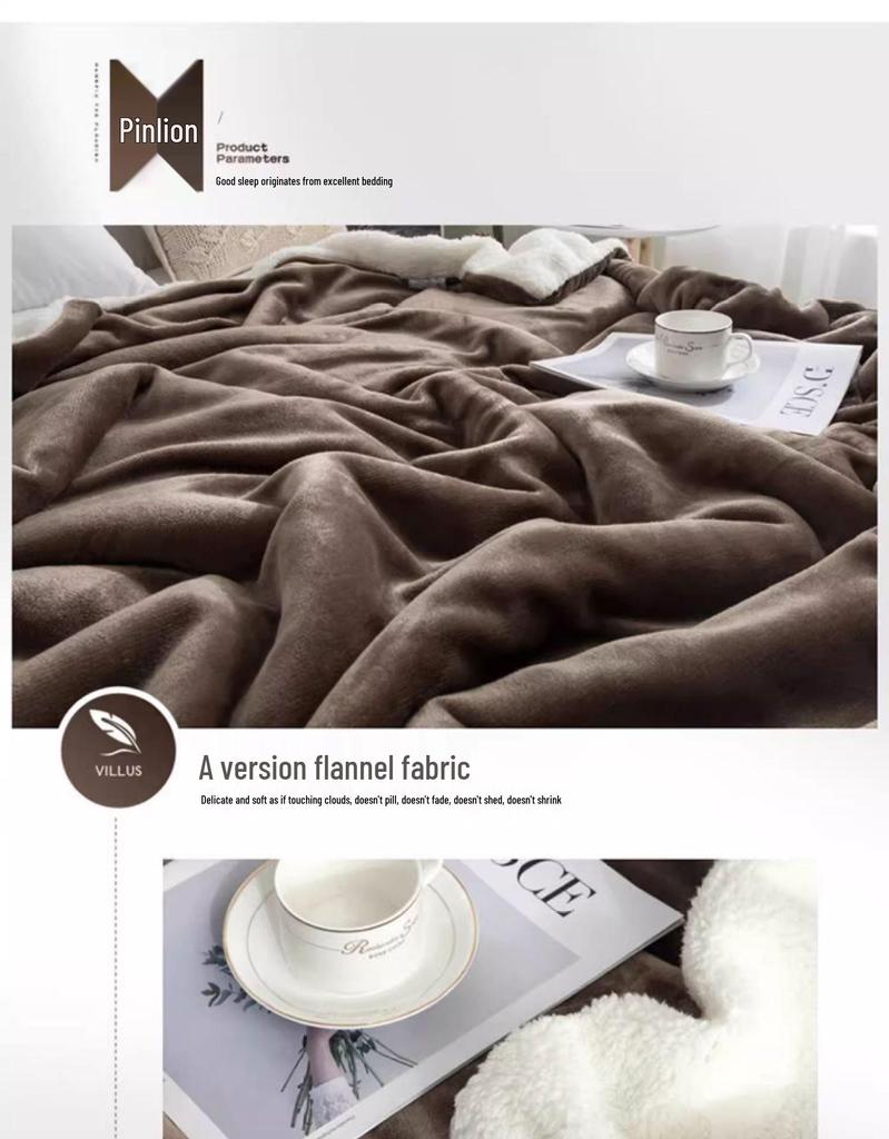 Двухслойное одеяло Xianci из натуральной шерсти ягненка и кораллового флиса для дивана и офиса