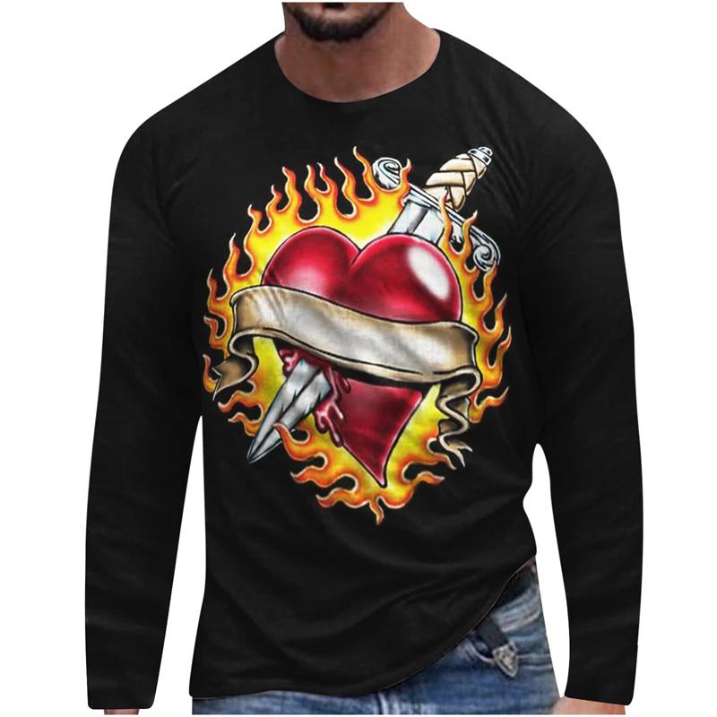 Harajuku 3D Men's Casual Long Sleeve T-shirt Flower 3D Printed Loose Summer Fashion Street Loose Oversized T Shirt Casual Loose