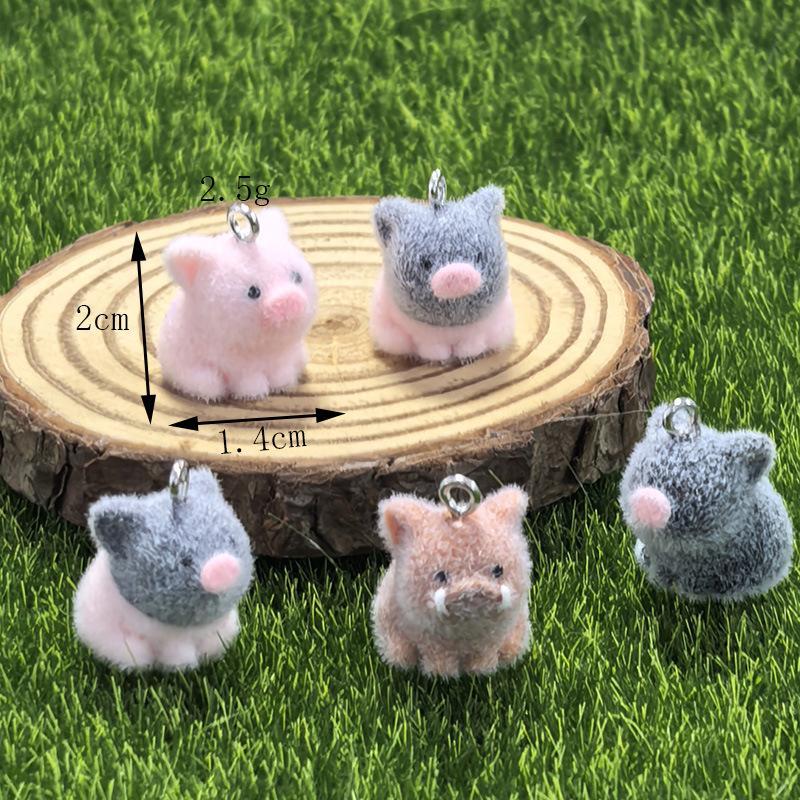 2 шт. Кавайные мини-подвески-свинки с флоком 3D-подвеска-поросенок Для изготовления украшений своими руками Подвеска-животное с флоком Для сумки Брелока Серьги Аксессуар