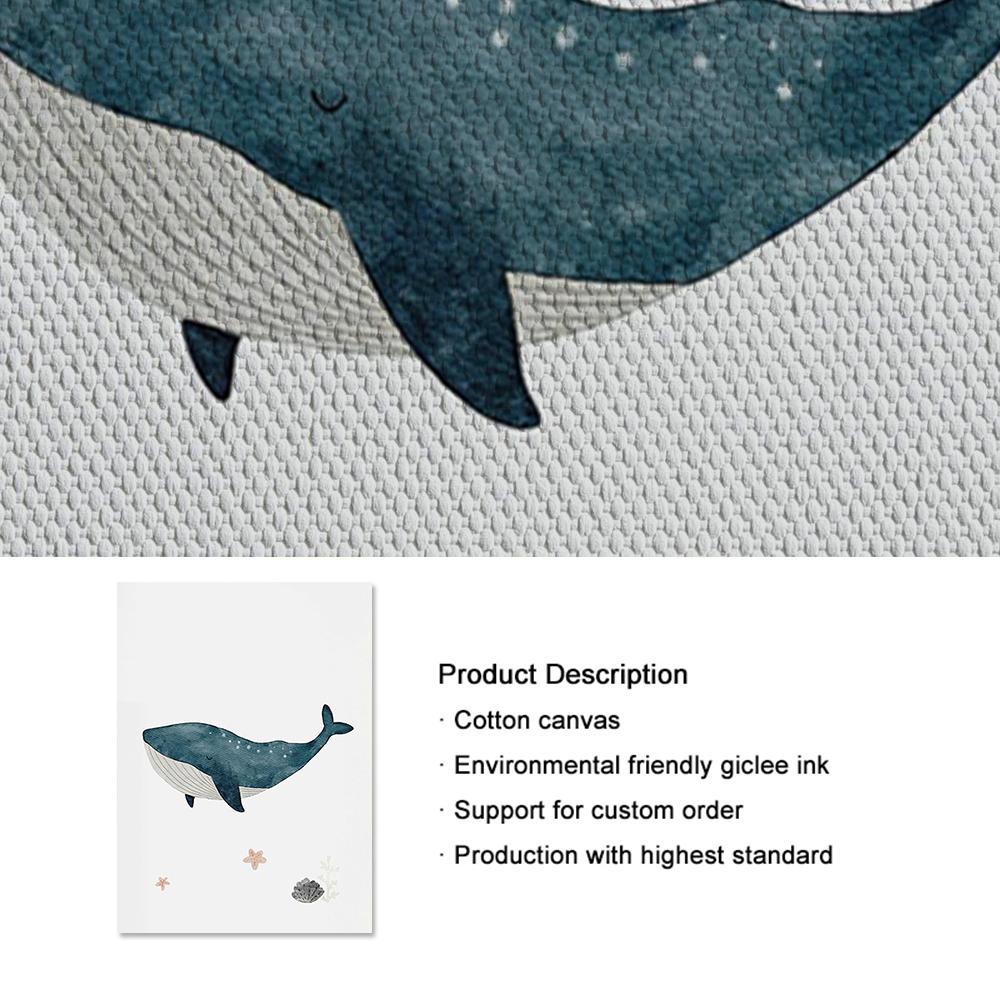 Пользовательское имя Кит Осьминог Черепаха Лебедь Морские животные Детская Настенная картина на холсте Плакат и принты Картина Декор для детской комнаты