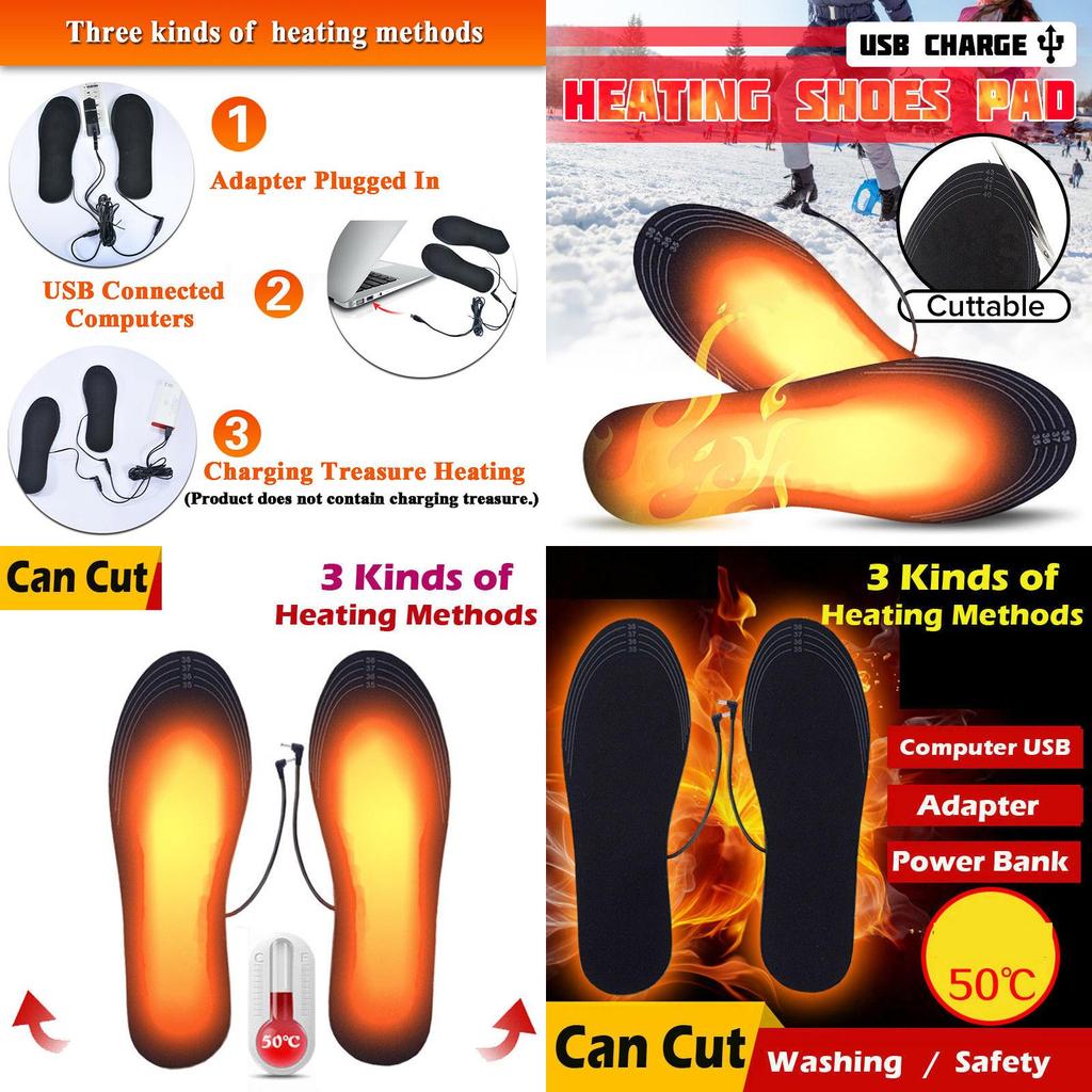 Comfortable Electric Heated Shoe Insoles For Winter With Foot Warmer Pads
