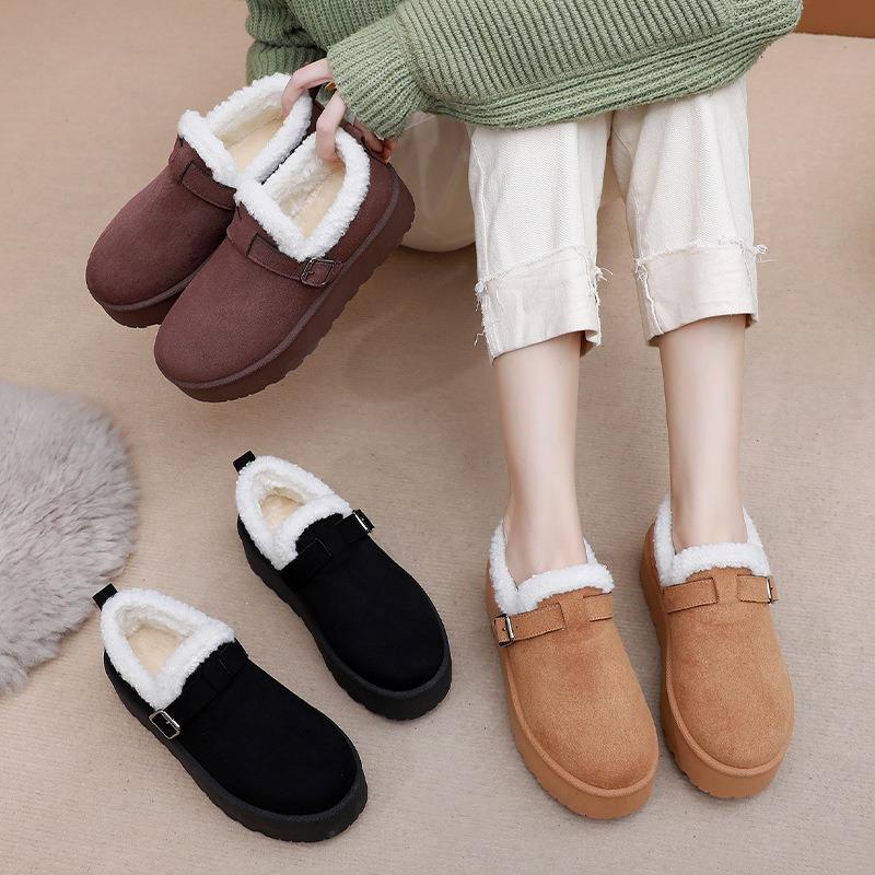 2025 New Fur Platform Women Ankle Boots Flats Suede Warm Shoes Woman Trend Designer Brand Short Plush Cozy Femme Snow Botas