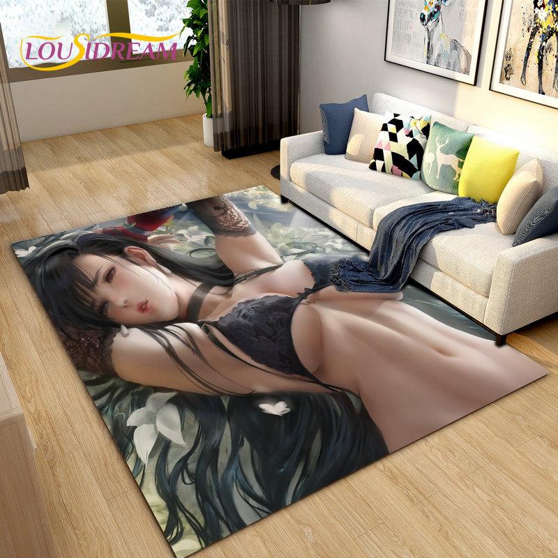 Сексуальная девушка кружево Tifa Aerith аниме коврик, ковер для гостиной спальни диван коврик украшения, детский нескользящий коврик 3D