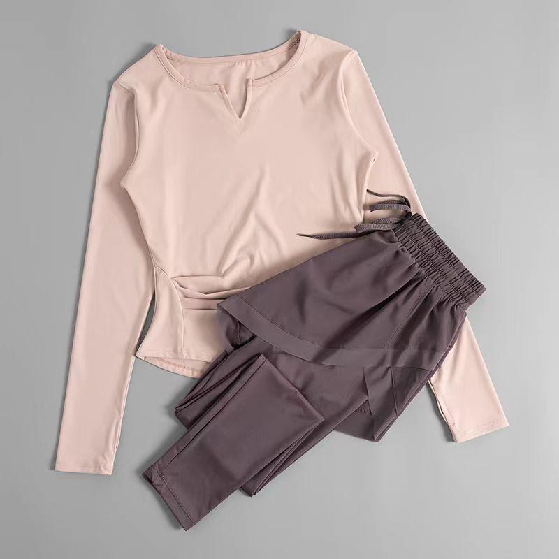 Женский быстросохнущий костюм для йоги 2024 года: Осенне-зимняя спортивная одежда для бега, пилатеса и фитнеса