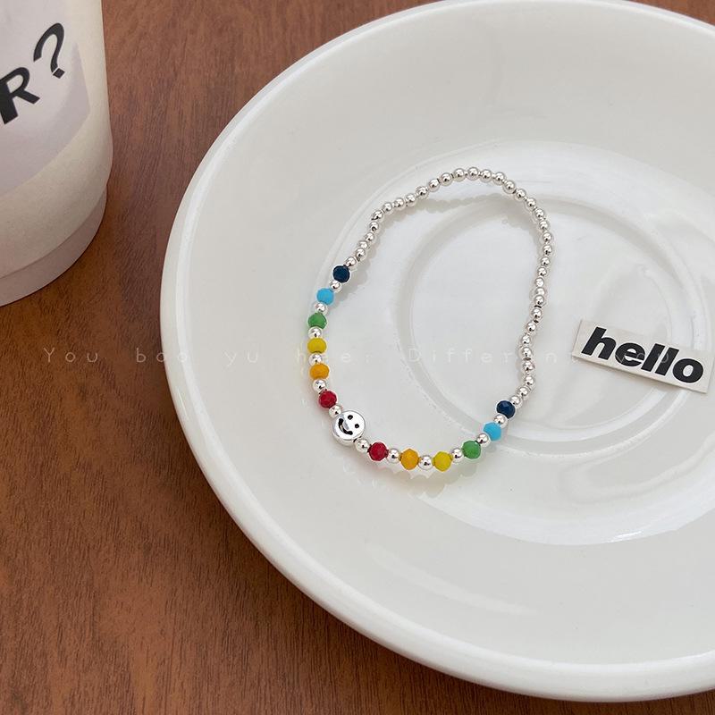 Корейский браслет из бисера «Смайлик-медведь» с любовью — 2021 г., регулируемый радужный дизайн