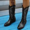 New White Cowboy Cowgirls Western Boots Embroidery Women Knee-High Boots Autumn Design Women's Boots Shoes Zapatos Mujer
