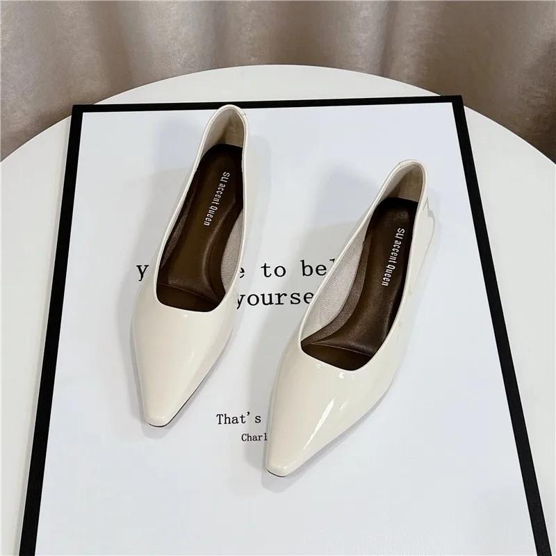 Модные классические туфли-лодочки с острым носком для женщин 2024 года, новые однотонные простые женские рабочие туфли для поездок на работу, модные универсальные туфли с неглубоким носком