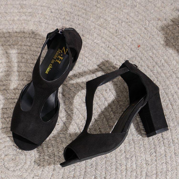 Летние новые модные сандалии больших размеров с застежкой-молнией сзади и пустыми толстыми римскими сандалиями в виде рыбьего рта сбоку для женщин. Сандалии Zapatos De Mujer